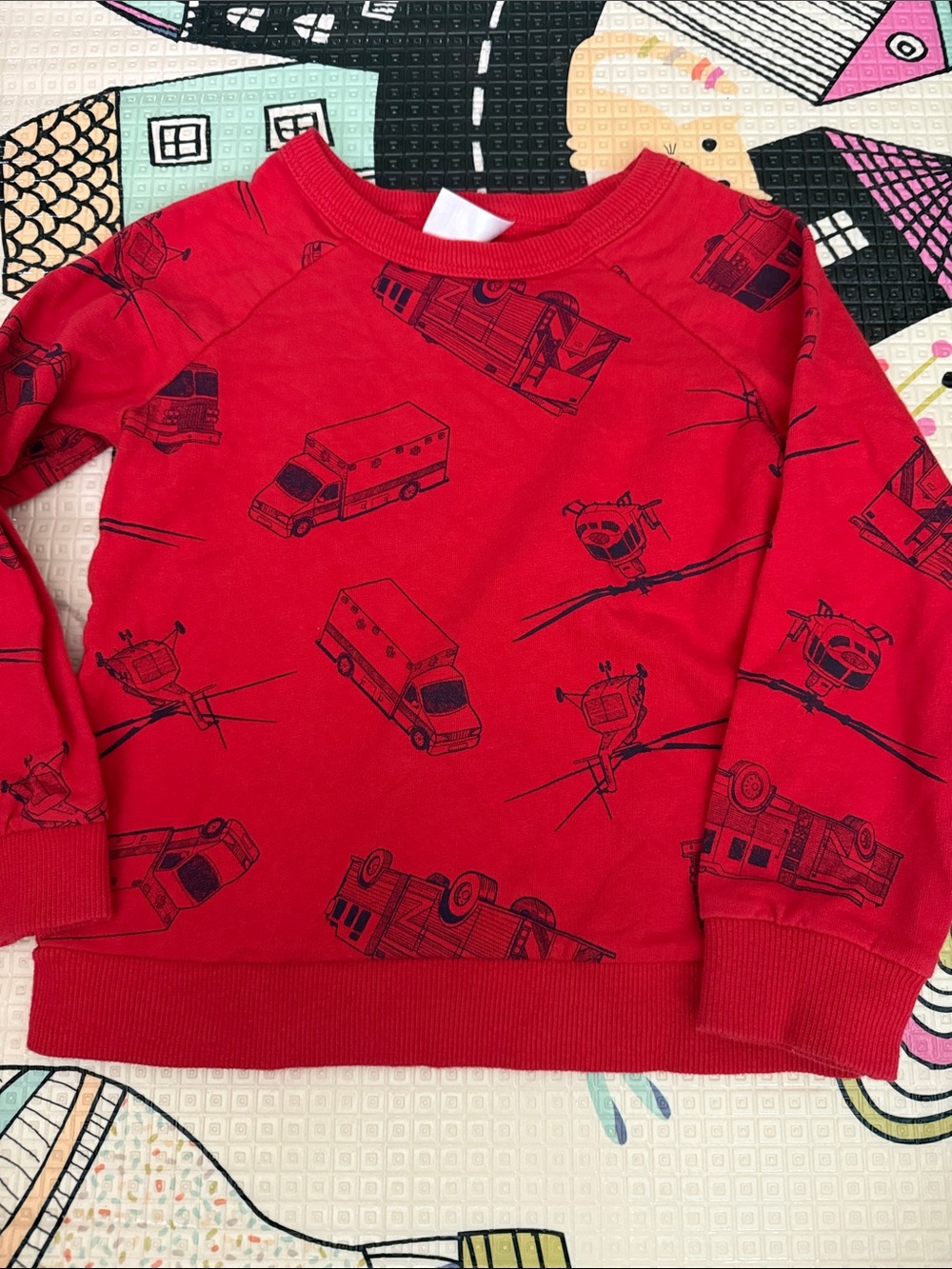 Carters Kids Red Truck & Helicopter Print Sweatshirt - Toddler Top